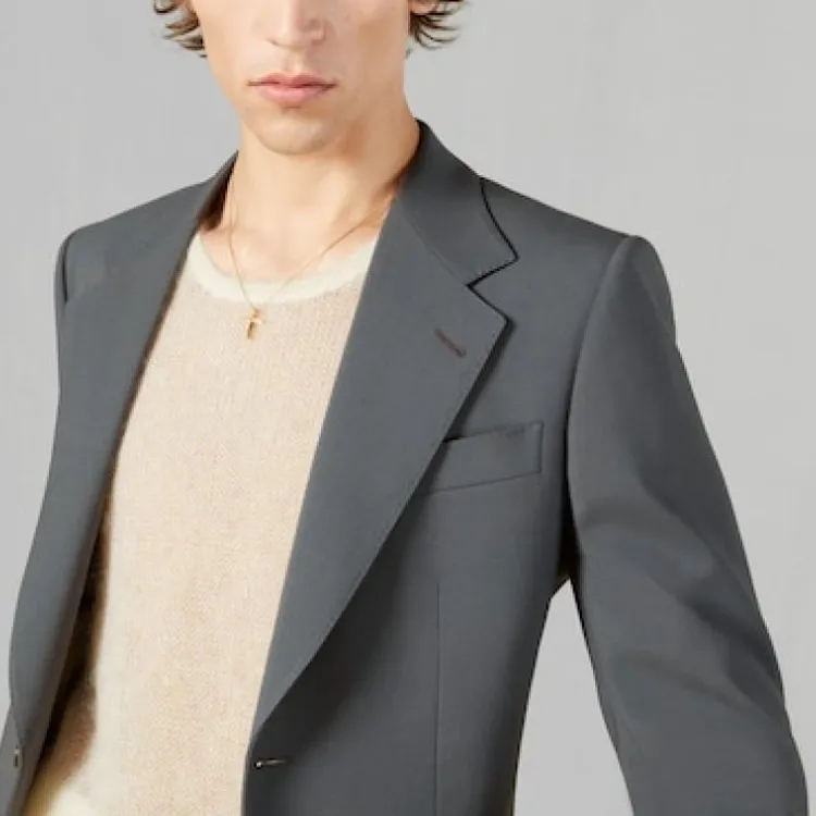GUCCI Logo-patch Gabardine Blazer-4