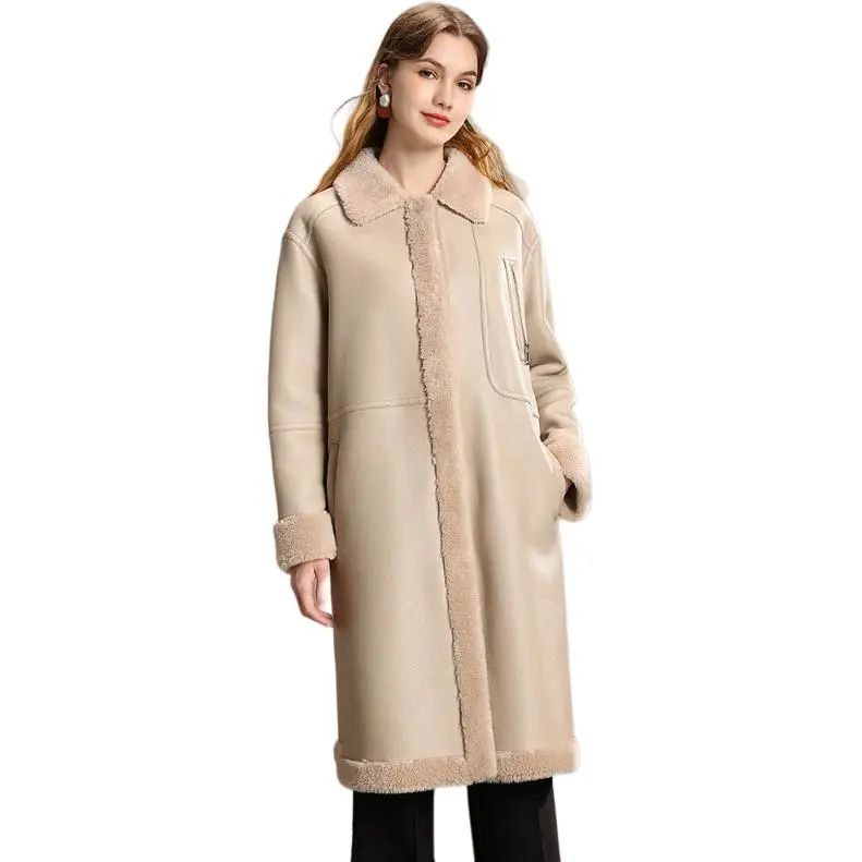 FENHONGMALI Coats Women's Oatmeal/Almond Camel-5