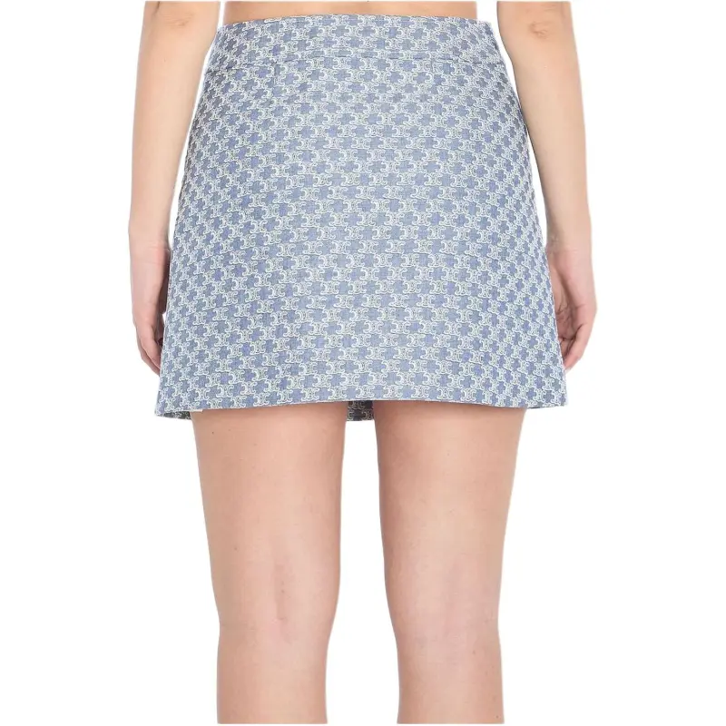 CELINE Mini Skirt In Monogram Chambray Cotton-3