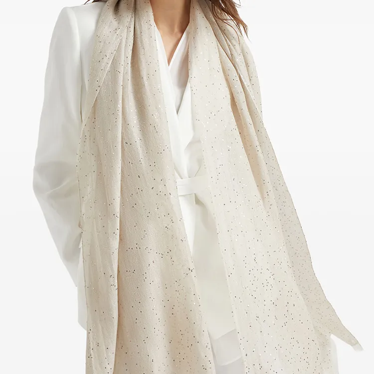 Brunello Cucinelli Sequin Embellished Frayed Edge Scarf-2