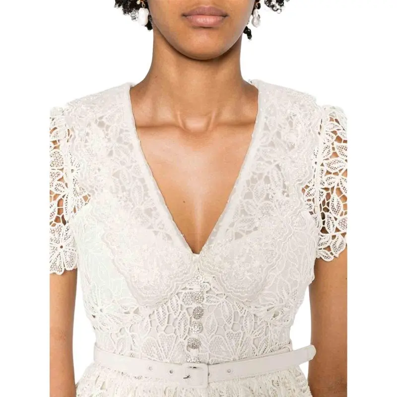 Self portrait Flower Lace Collar Mini Dress-4