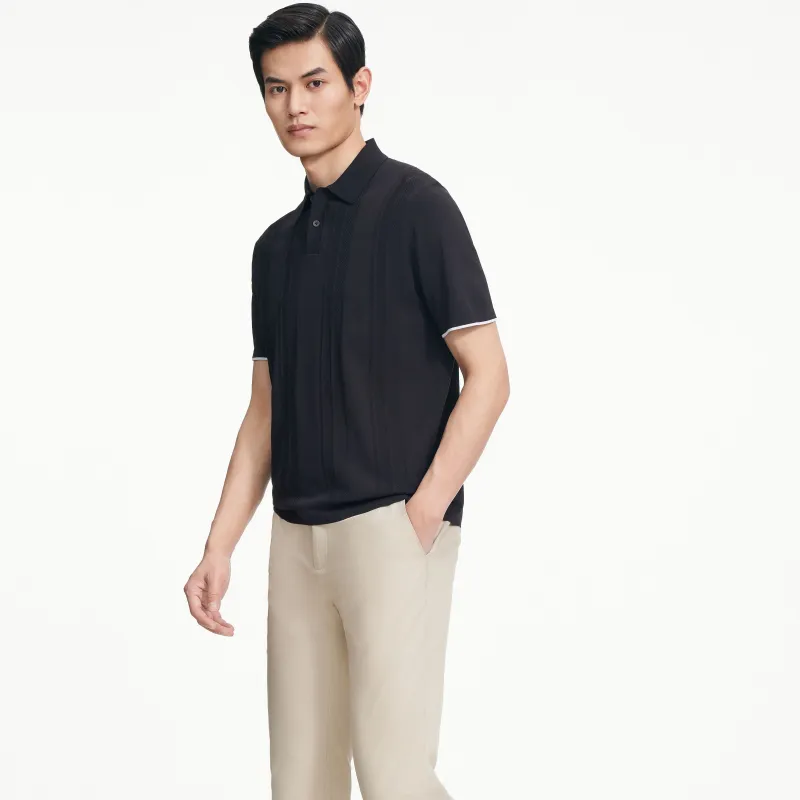GOLDLION Spring Summer Polo Shirt Men's Multi Specification Dark Brown-3