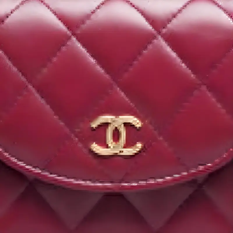 CHANEL 22K Autumn And Winter Sheepskin Flap Bag, Cell Phone Pouch, Shoulder Bag, Crossbody Bag Mini Women's Burgundy-3