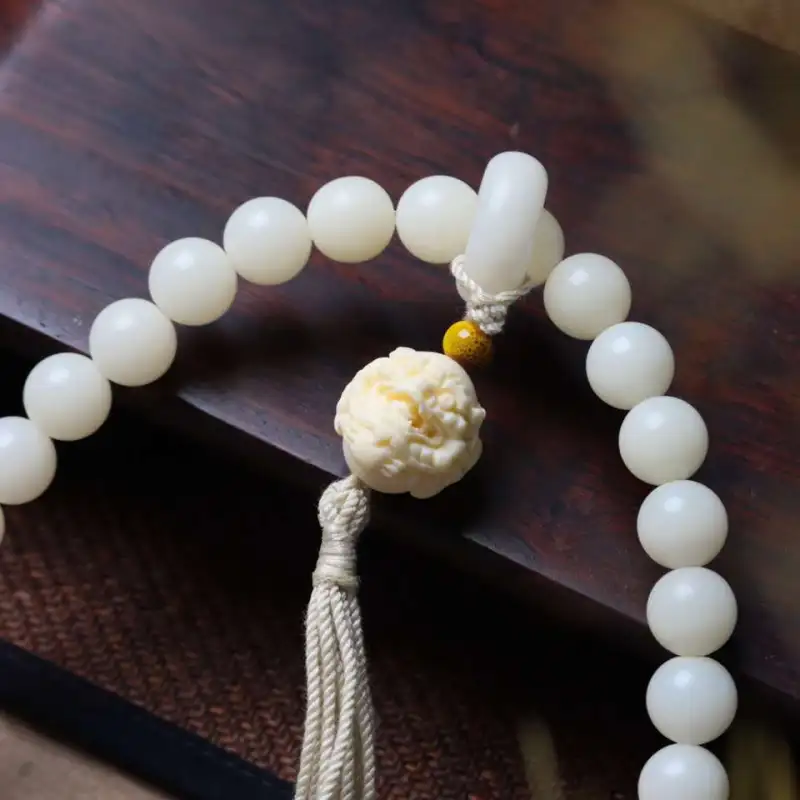 Lordship White Jade Bodhi Bead Chain Unisex-4