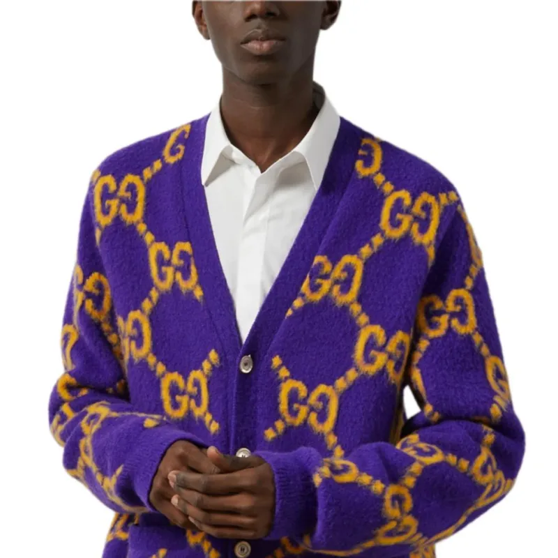 GUCCI Gg Intarsia Knit Cardigan-2