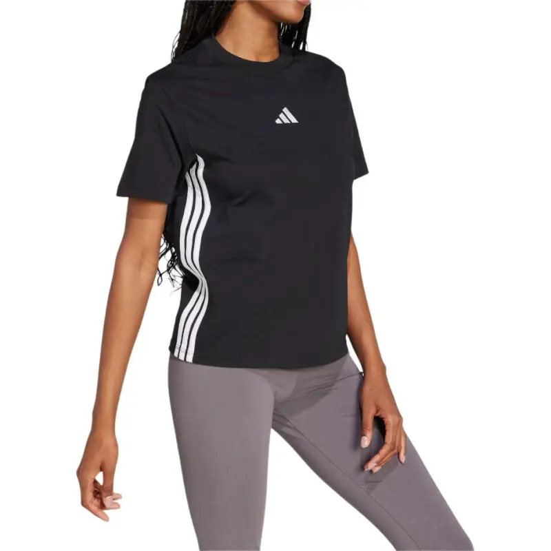 Adidas Women's Essentials 3 Stripes Cotton T Shirt Black/White-3