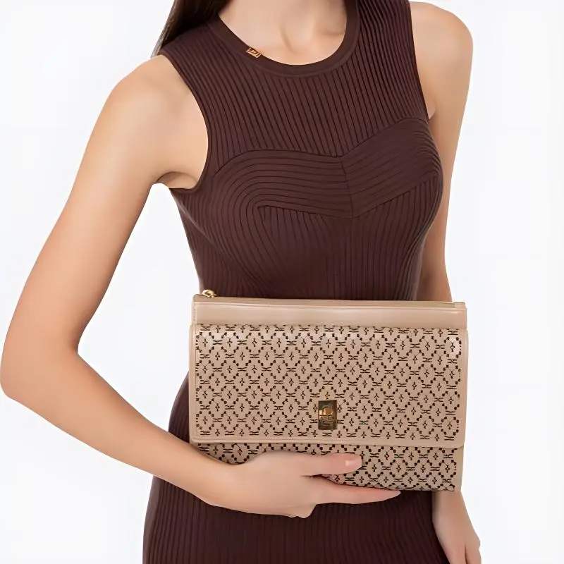 Elisabetta Franchi Leather Clutch Large Size Women's Multicolor-4
