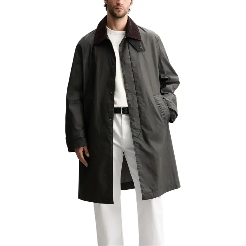 ZARA Trench Coat Men's Dark Khaki-3