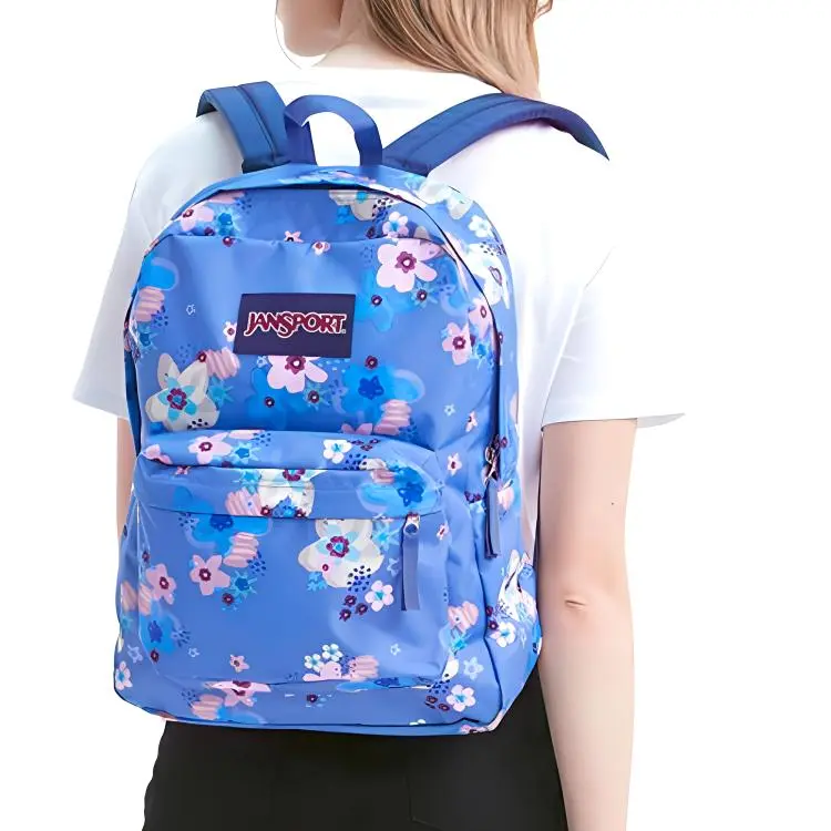 JanSport Polyester Backpack Medium Size Women's Artistic Flowers-1