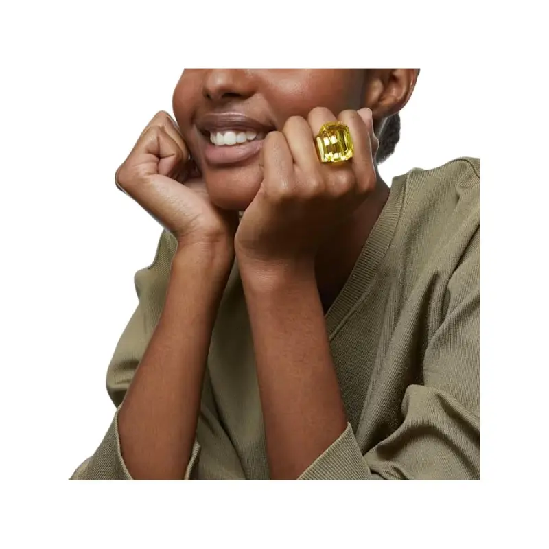Swarovski Lucent Metal Rings Women's Yellow-4