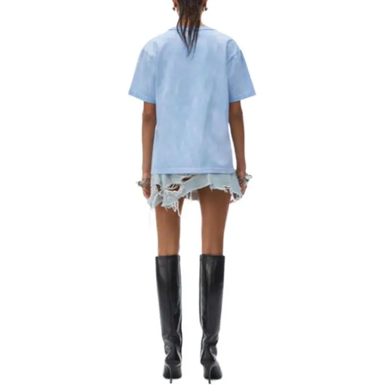 T By Alexander Wang Essential Jersey Puff Logo Short Sleeve Tee Washed Pale Blue-3