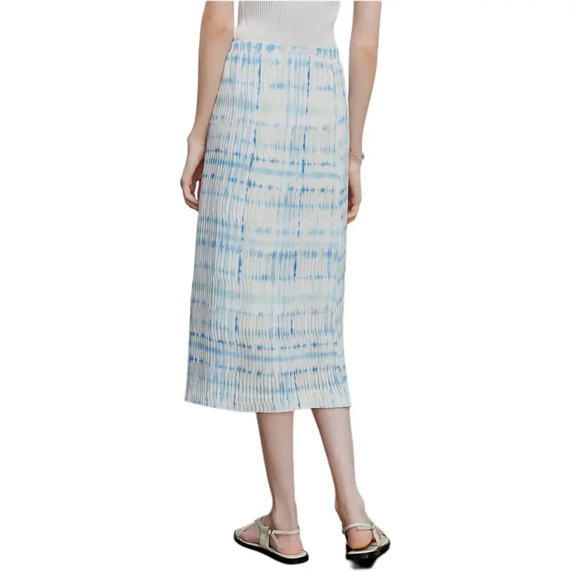 Initial Language Casual Long Skirt Women's Mint Blue-1