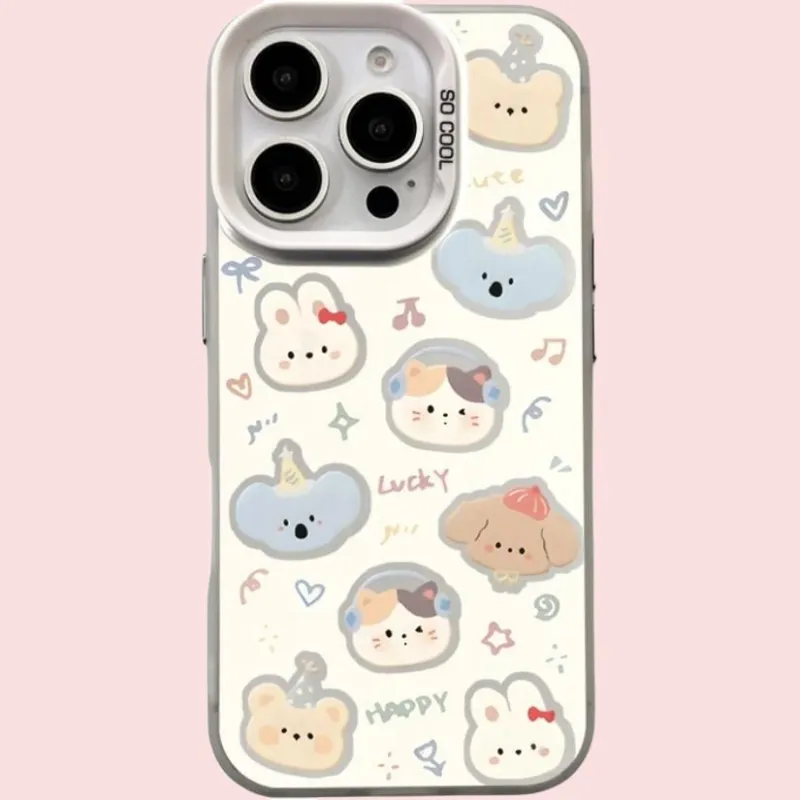 Wei Xin Acrylic Material All Over Animal Avatars Phone Cases Compatible With IPhone 16/15 Pro Max/Apple 13/14 Pro/Max-1