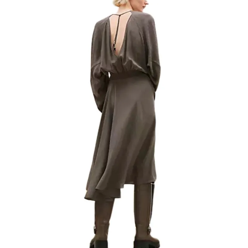 HERMES Long Sleeved Dress Women's Gray-1