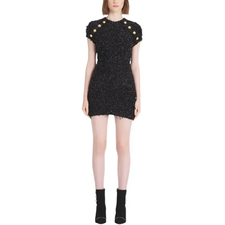 BALMAIN Sequin embellished Tweed Mini Dress-2