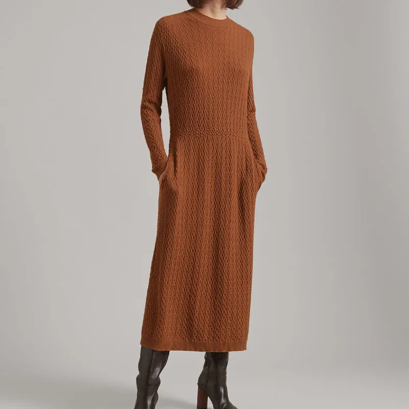 Loro Piana Long-Sleeved Dresses Women's Dark Brown-1
