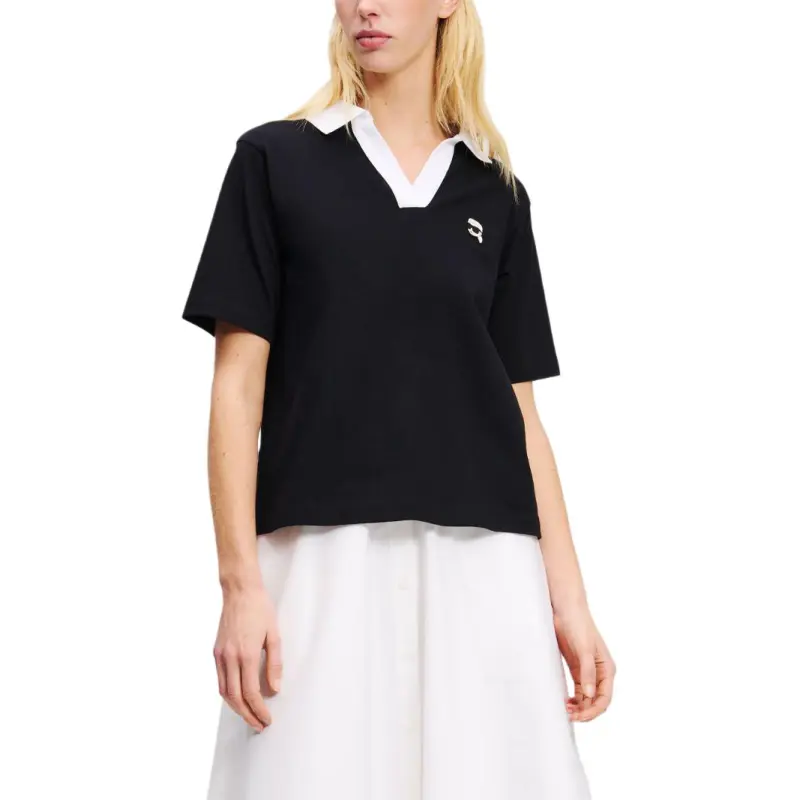 KARL LAGERFELD / Karl Lagerfeld Jeans Logo patch Polo Top-2
