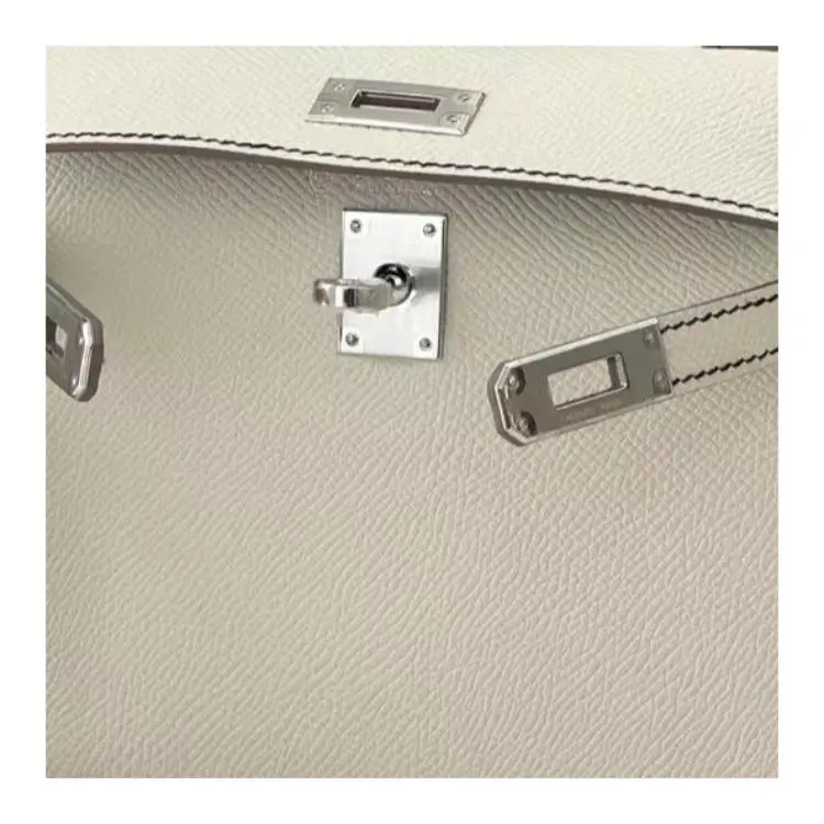 HERMES Mini Kelly Epsom Leather Shoulder Bag Crossbody Bag Handbag Mini Women's Milkshake White With Black Accents-1
