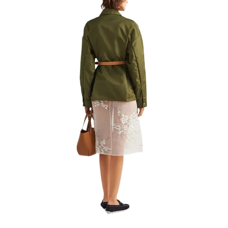 PRADA Logo Patch Belted Waist Jacket-3