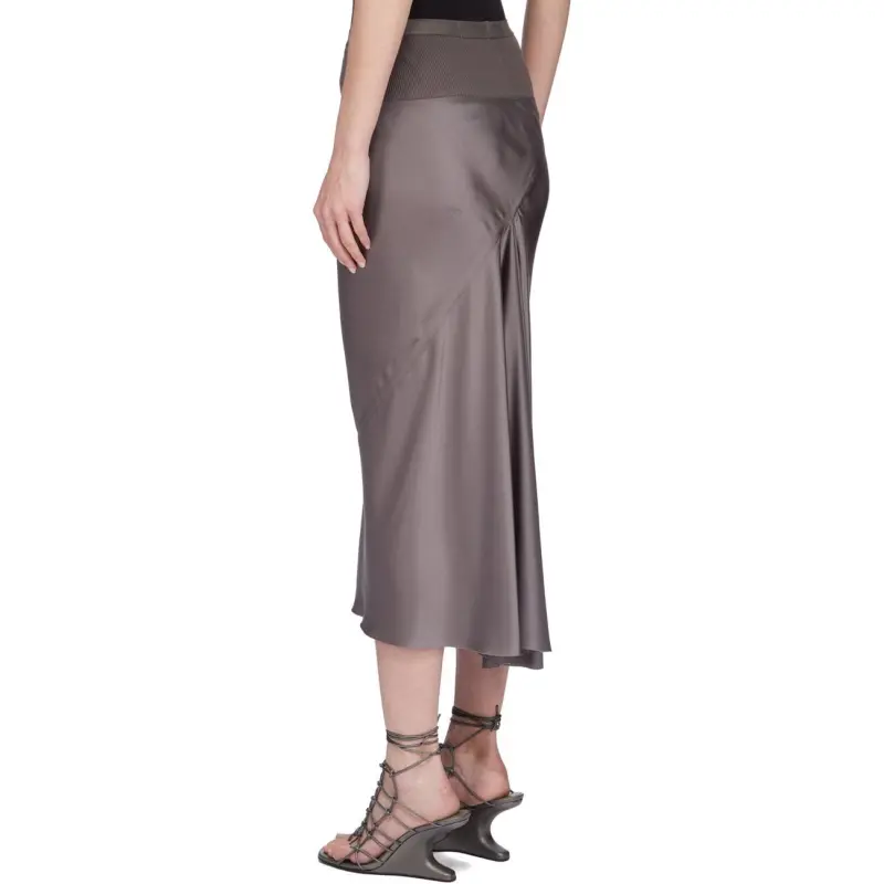 RICK OWENS Silk A Line Bias Skirt 'Dust'-1