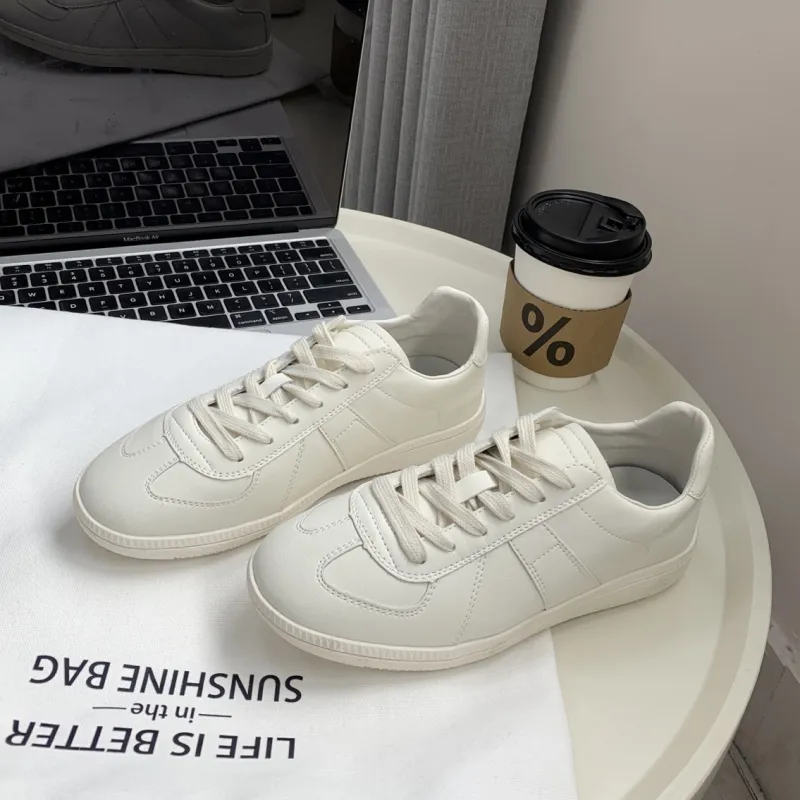 O.L German Army Trainers Low Top Skateboard Shoes Women's White-2