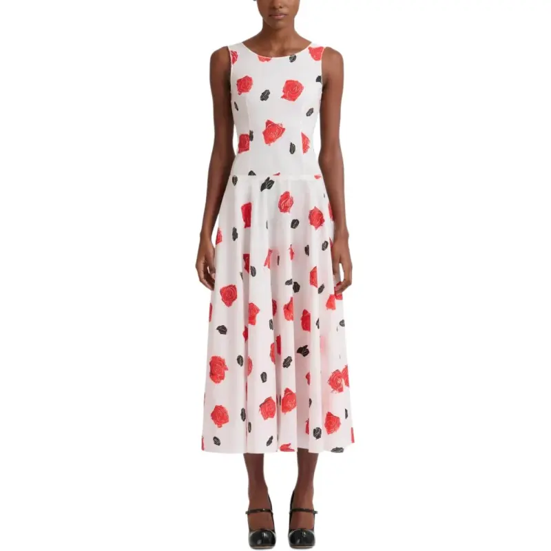 MARNI Rose print Midi Dress-1
