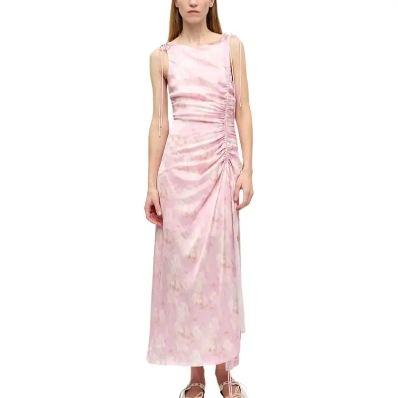 GANNI SS25 Sleeveless Dress Women's Primrose Pink-2