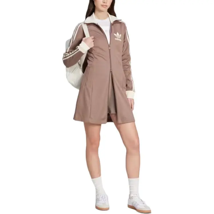 Adidas Originals ADICOLOR3 Stripes SS25 Long Sleeved Dress Women's Tress Brown-2