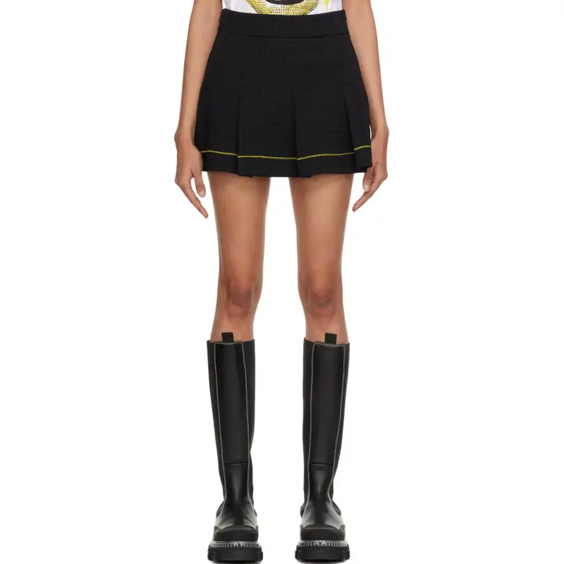 GANNI Contrast trim Pleated Miniskirt-4
