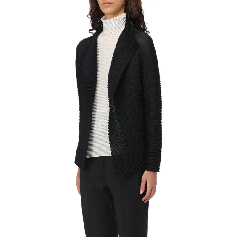 ISSEY MIYAKE Pleats BK/WT 48 Cardigan-3