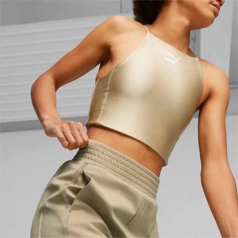 PUMA T7 High Waist Pants Knitted Sweatpants Women's Khaki-4