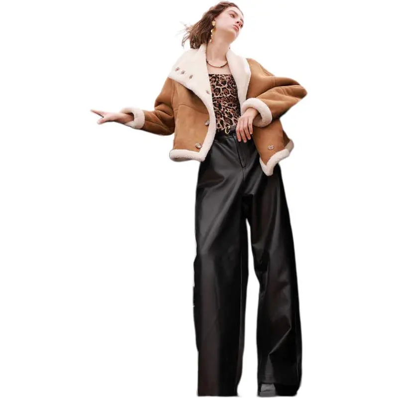 3COLOUR Velvet feel Coat Women's Khaki-4