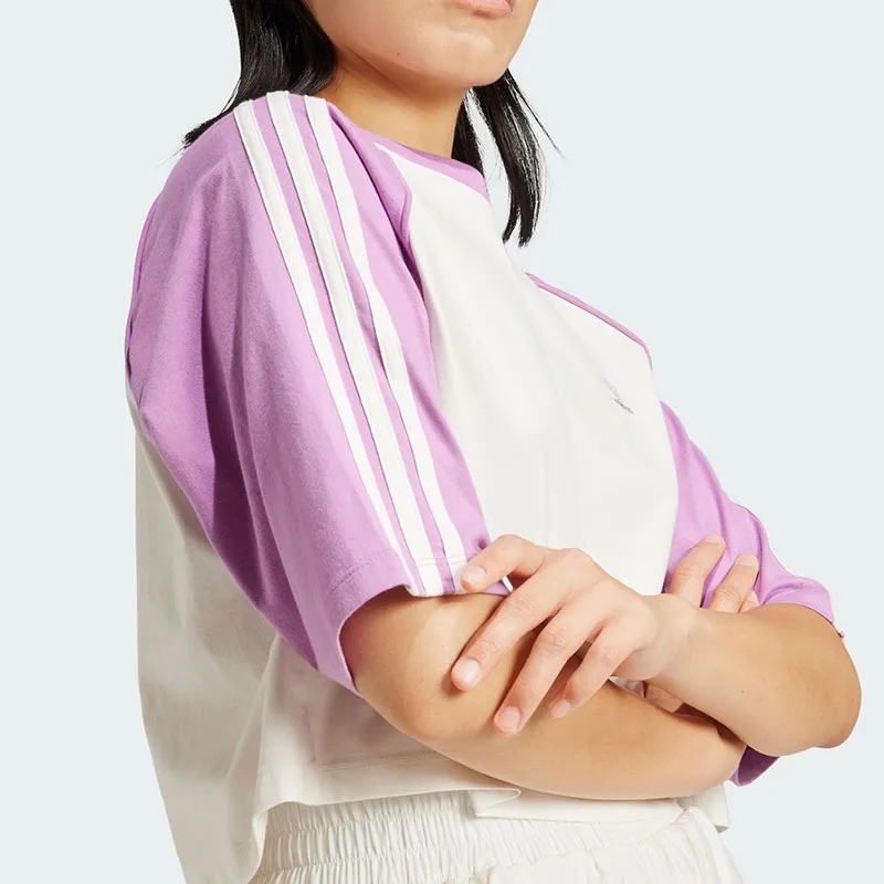 Adidas Originals ADICOLOR Raglan Sleeve T Shirt Women's White/Dark Purple-4