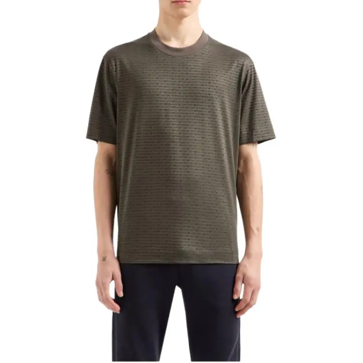 EMPORIO ARMANI Lyocell blend Jersey T shirt With All over Flocked Logo Lettering-2