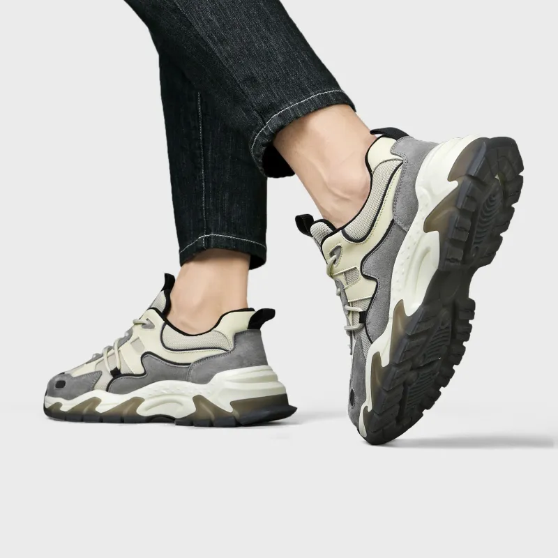 HLA Chunky Sneakers Men Low Top Gray/Sand-5