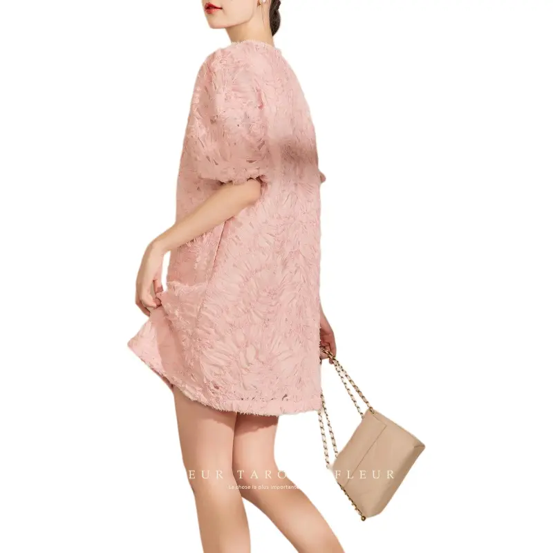 QIAOYUHUAZUN Short Sleeved Dresses Women's Pink Orange-8