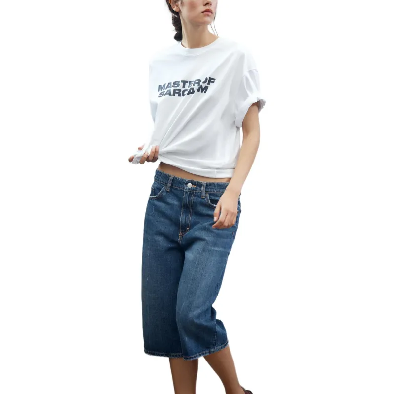 ZARA Drop Shoulder Sleeve T Shirt Women's White-2