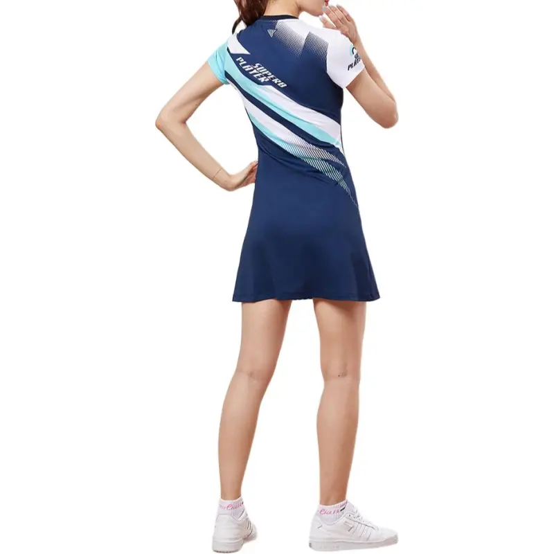 CORALIAN Short Sleeved Dress Women's Marine Blue/Mint Green/White-1