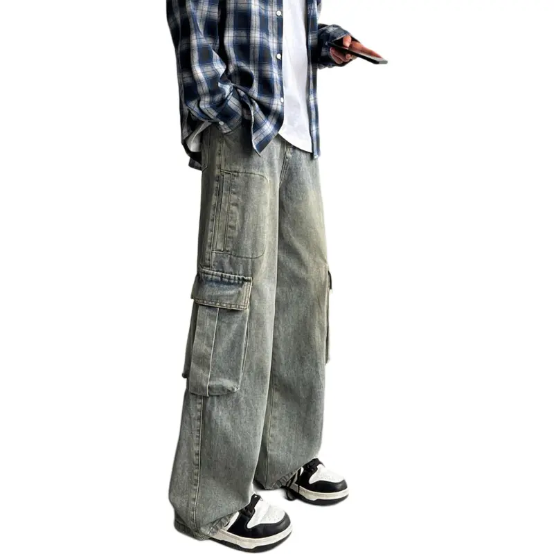 QOTRIOCK Jeans Men Blue-3