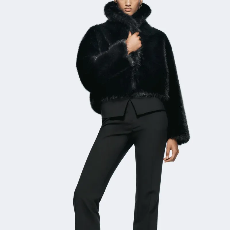 ZARA Velvet feel Coat Women's Black-2