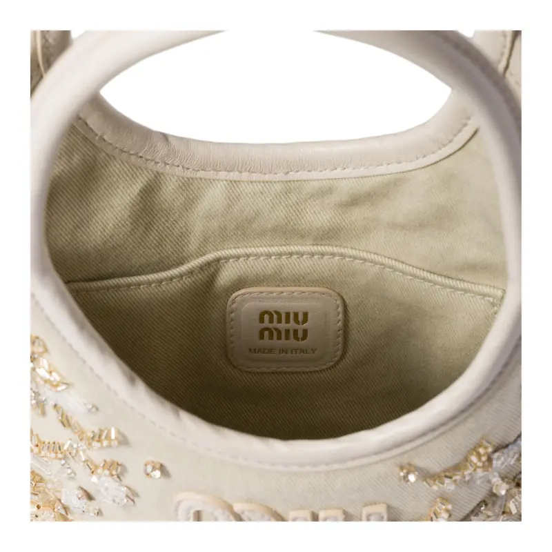 MIU MIU Ivy Cotton Shoulder Bag Crossbody Bag Handbag Women's Chalk-3