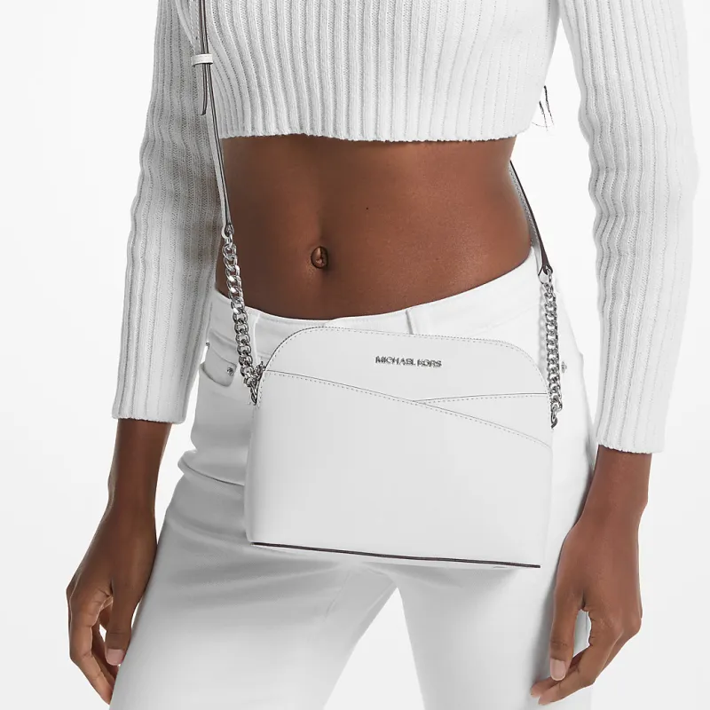 MICHAEL KORS Jet Set Travel Saffiano Leather Shoulder Bag Crossbody Bag Medium Size Women's White-4