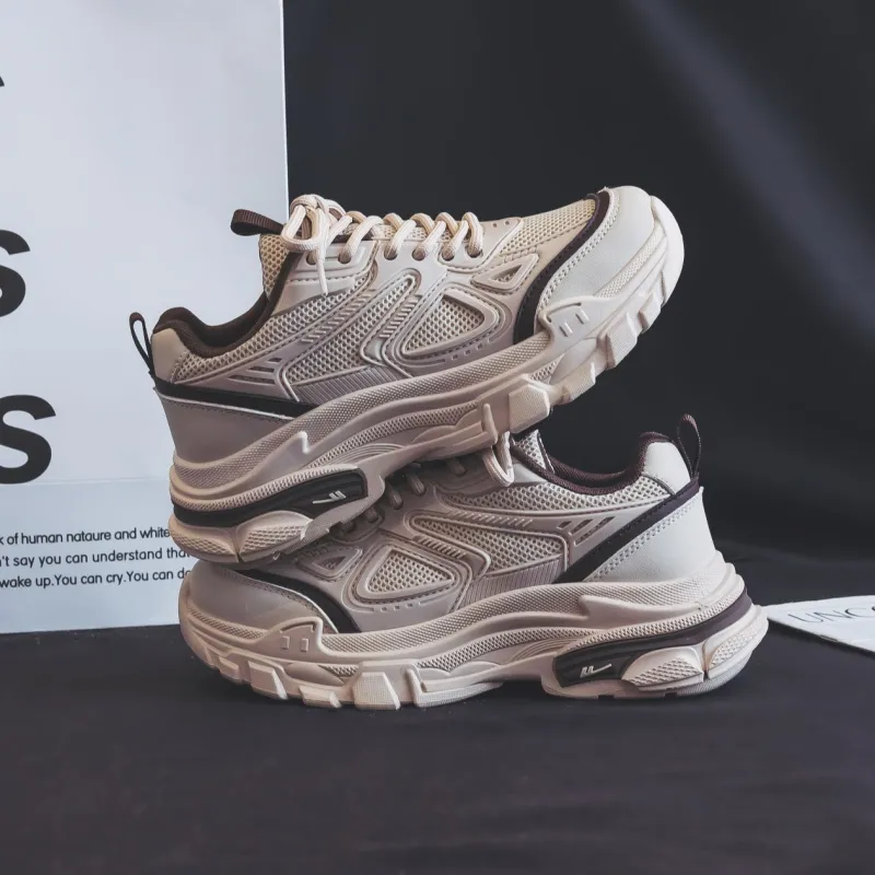 Warrior Warrior Height Increasing Wear Resistant Slip Resistant Low Top Chunky Sneakers Women's Khaki Brown-6