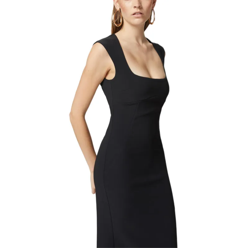 PINKO Zipped Crepe Midi Dress-4