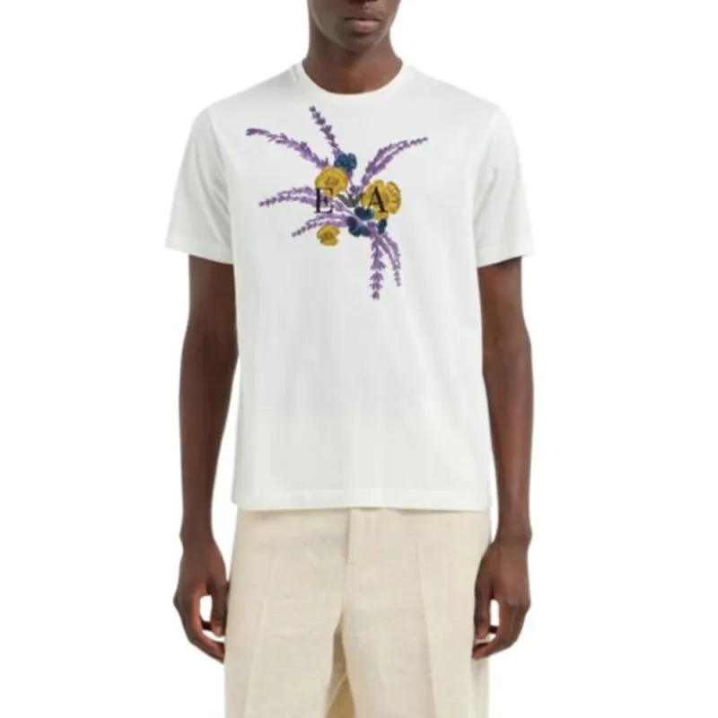 EMPORIO ARMANI Asv Jersey T shirt With Lavender Embroidery-2