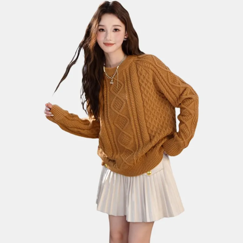 Tonlion Knitwear Women's Familiar Brown-1