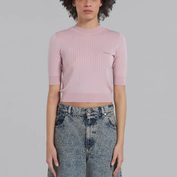 MARNI Logo embroidered Ribbed Jumper-2