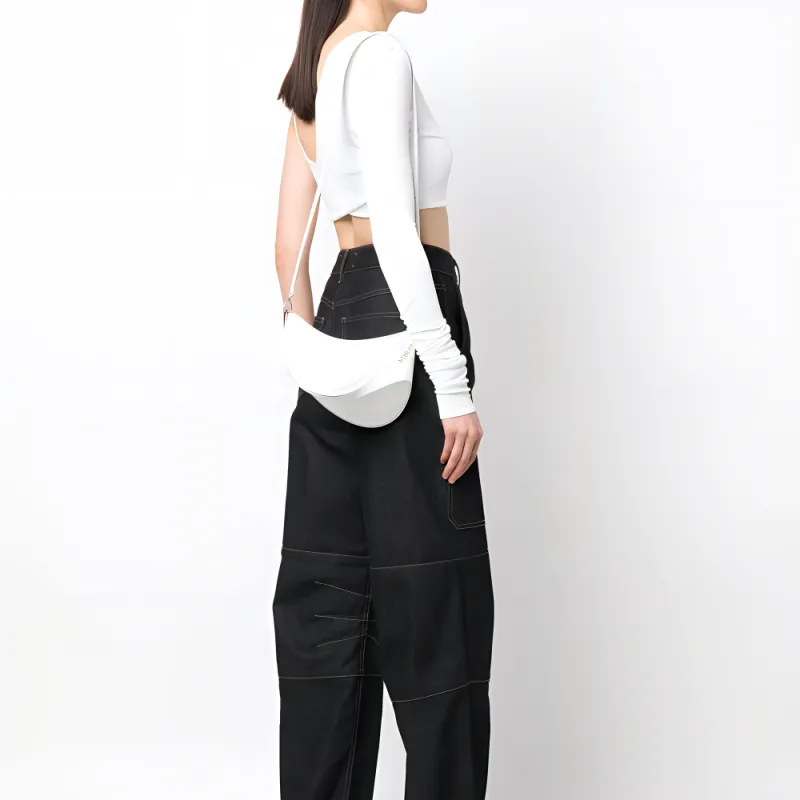 Mugler Leather Shoulder Bag Small Size Women's Ivory White-4