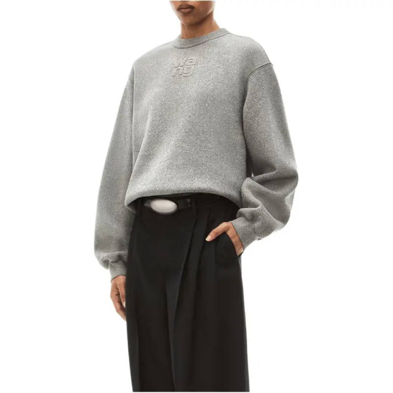 Alexander Wang Puff Logo Sweatshirt In Glitter Terry Sidewalk-4