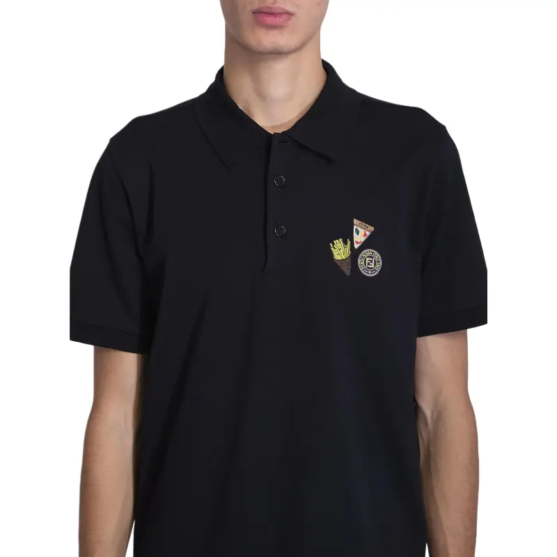 FENDI Logo Detailed Short Sleeved Polo Shirt-3